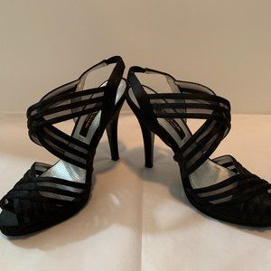 Women shoes-Black Dressy Satin Strap -Open Toe